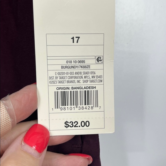 a new day Womens Pant 17W Burgundy Pleated Front Zip/Slide Wide Leg Pockets NWT - Picture 3 of 14